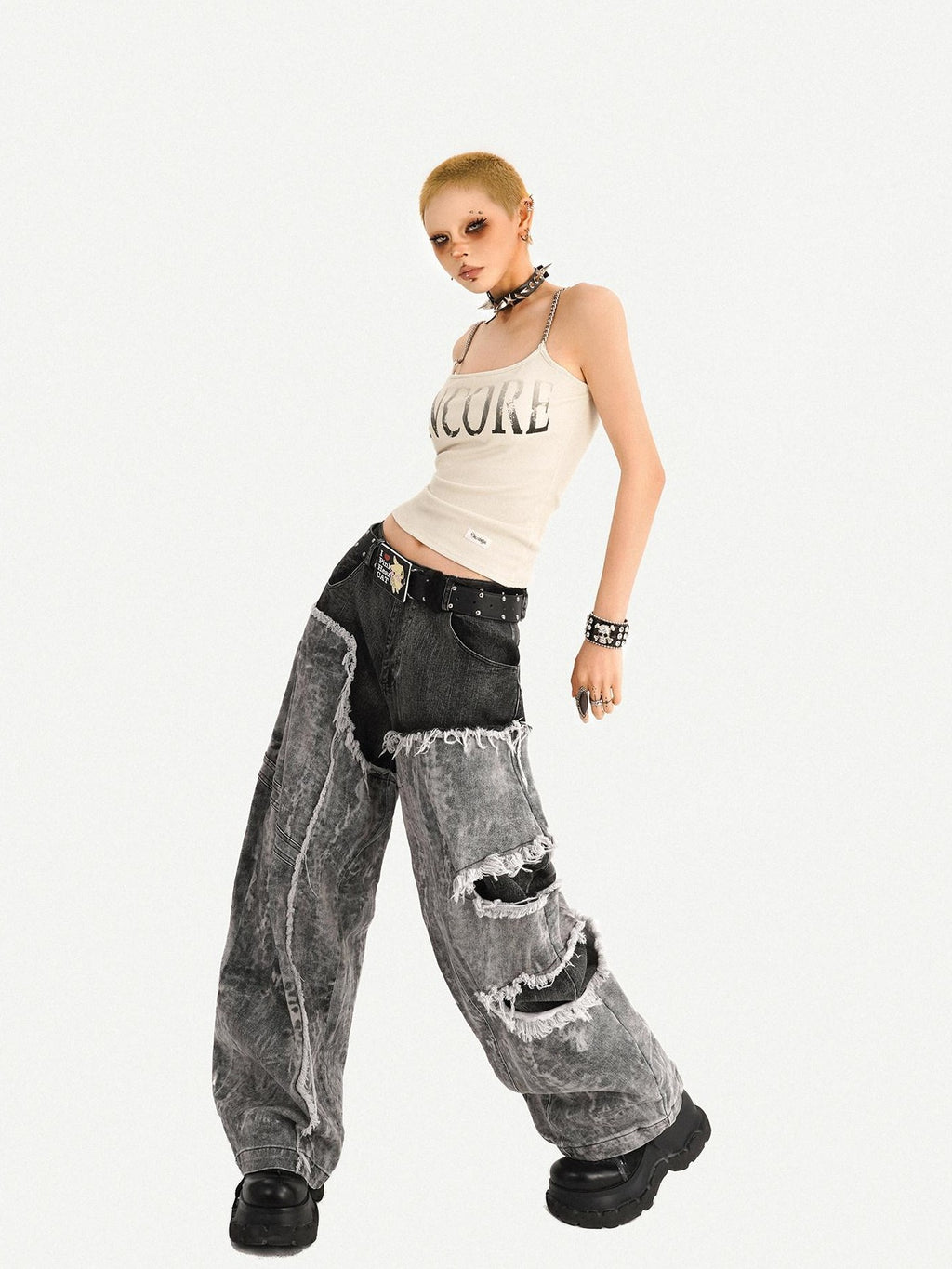 Nico Molly Wasteland Letter Print U Neck Loose Cropped Women's Other Material Camisoles