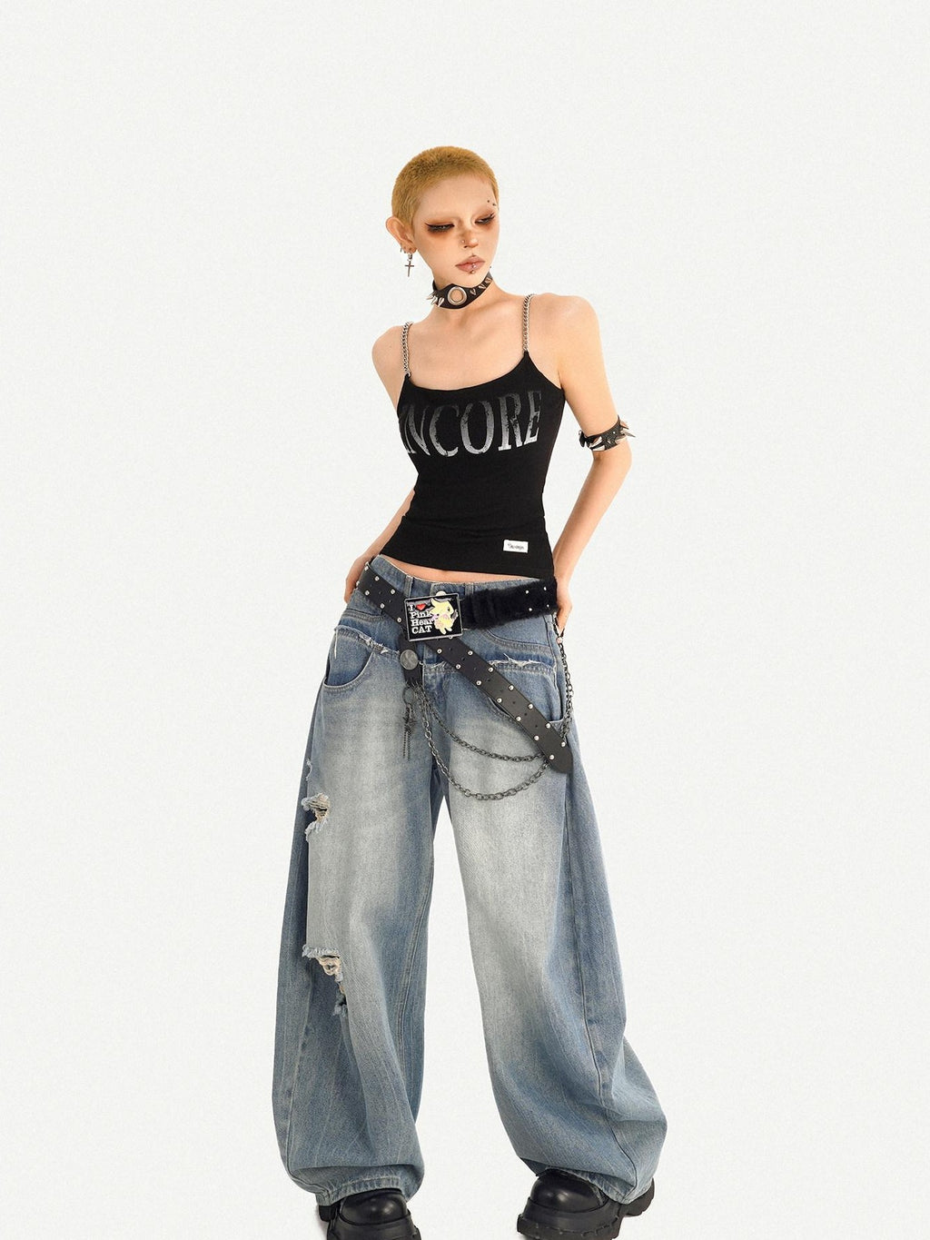 Nico Molly Wasteland Letter Print U Neck Loose Cropped Women's Other Material Camisoles