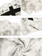 Nico Molly White Gothic Cross Print Punk Slim Fit Women's Long Sleeve T-shirts