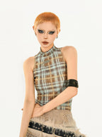 Nico Molly Y2k Retro Asymmetric Plaid Slim Fit Street Women's Tank Tops