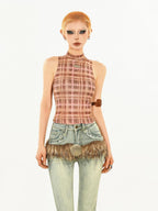 Nico Molly Y2k Retro Asymmetric Plaid Slim Fit Street Women's Tank Tops