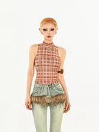 Nico Molly Y2k Retro Asymmetric Plaid Slim Fit Street Women's Tank Tops