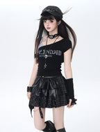 CRAZYGIRL_Letter_Print_Tie_Layered_Asymmetrical_Slim_Women's_Short_Sleeve_T-shirts_1032133836903_MISSTT