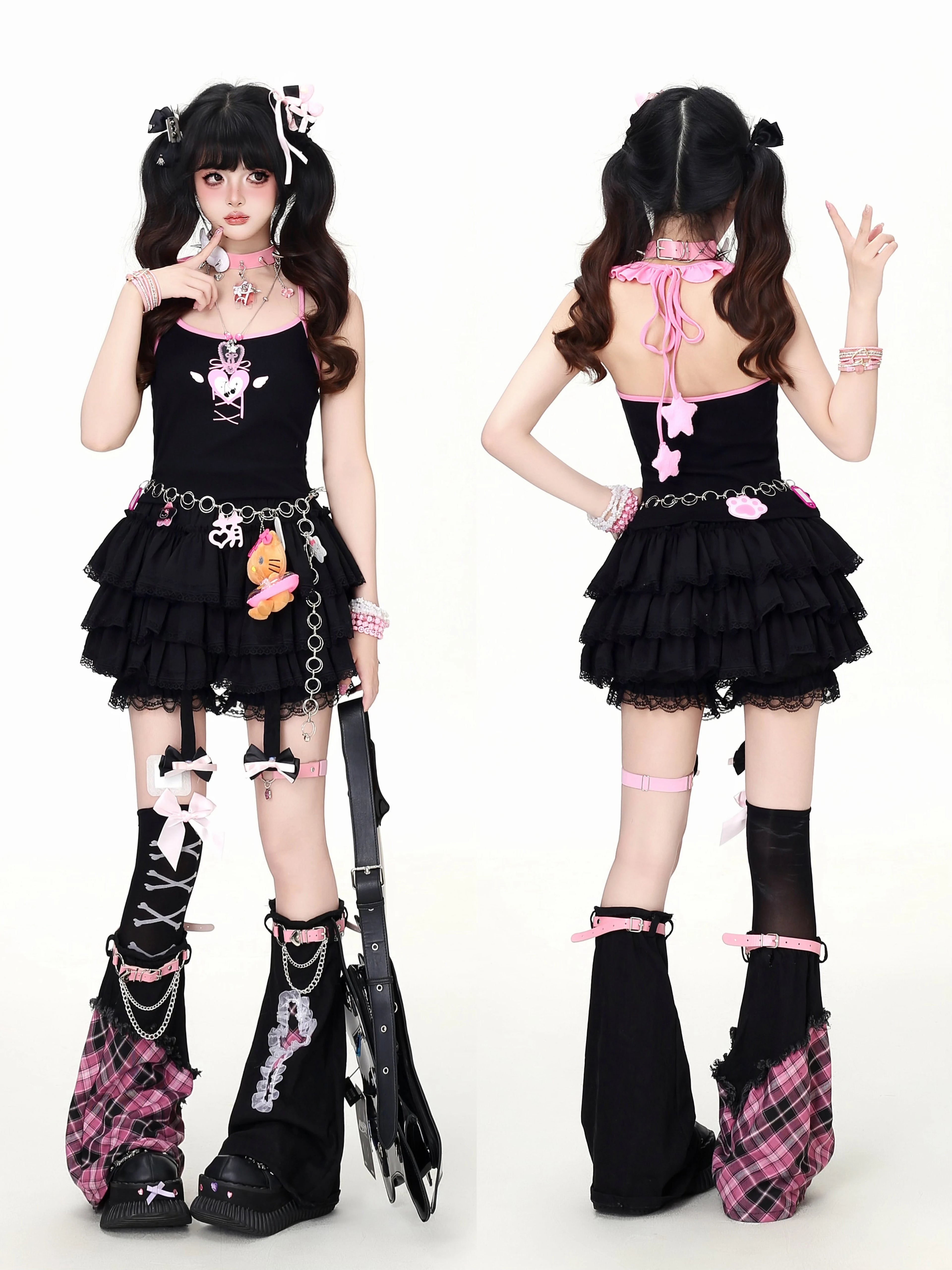 CRAZYGIRL_3d_Star_Applique_Lace_Up_Bow_Halter_Crop_Slim_Fit_Women's_Tank_Tops_1047906476329_MISSTT