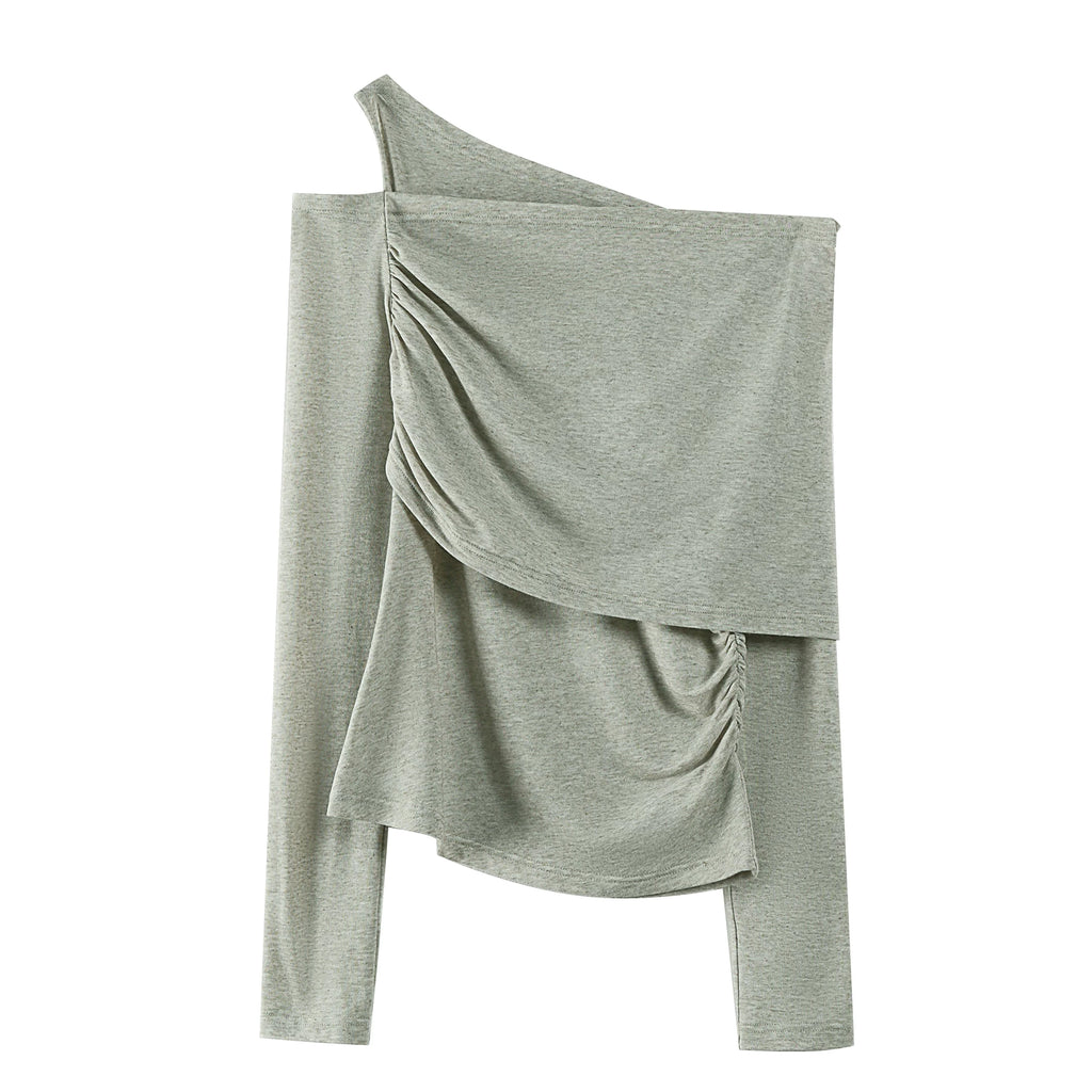 someonesometimes_Asymmetric_Slim_Fit_Knit_Linen_Blend_Moss_Green_Off_Shoulder_Crop_Tops_MISSTT