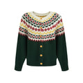 fano 100 Percent Wool Loose Fit Button Front Commuter Crew Neck Knit Cardigans