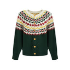 fano 100 Percent Wool Loose Fit Button Front Commuter Crew Neck Knit Cardigans