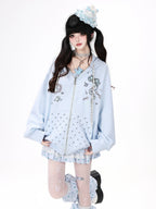 CRAZYGIRL_Hand_Painted_Heart_Bow_Polka_Dot_Pocket_Graffiti_Zipper_Loose_Women's_Hoodies_1063200352008_MISSTT
