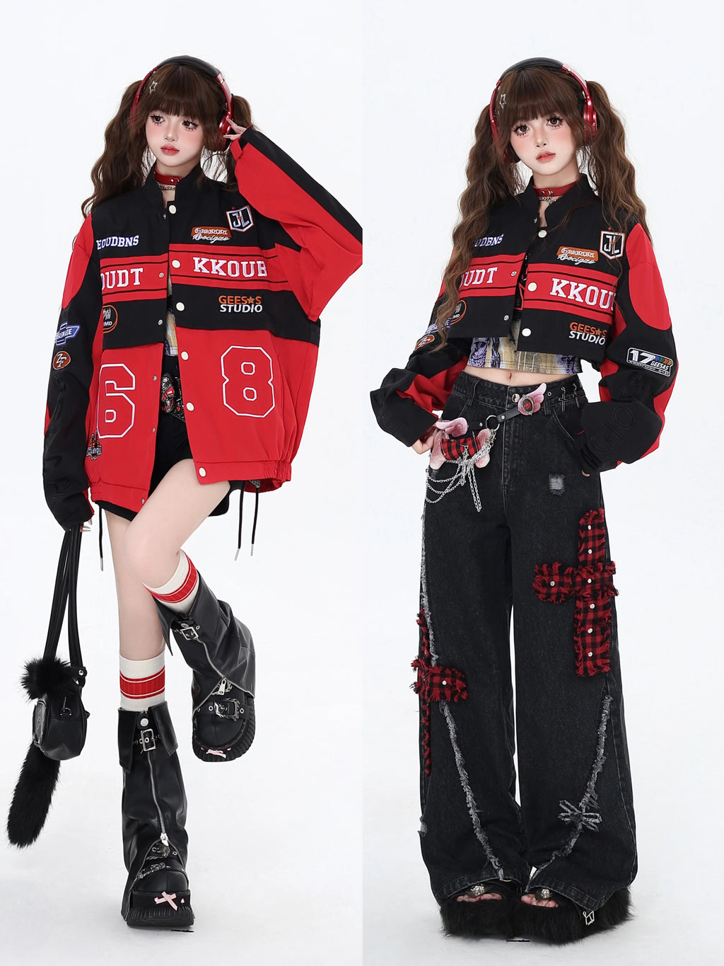 CRAZYGIRL_Detachable_Two_In_One_Baseball_Stand_Collar_Snap_Button_Women's_Windbreakers_833395610750_MISSTT
