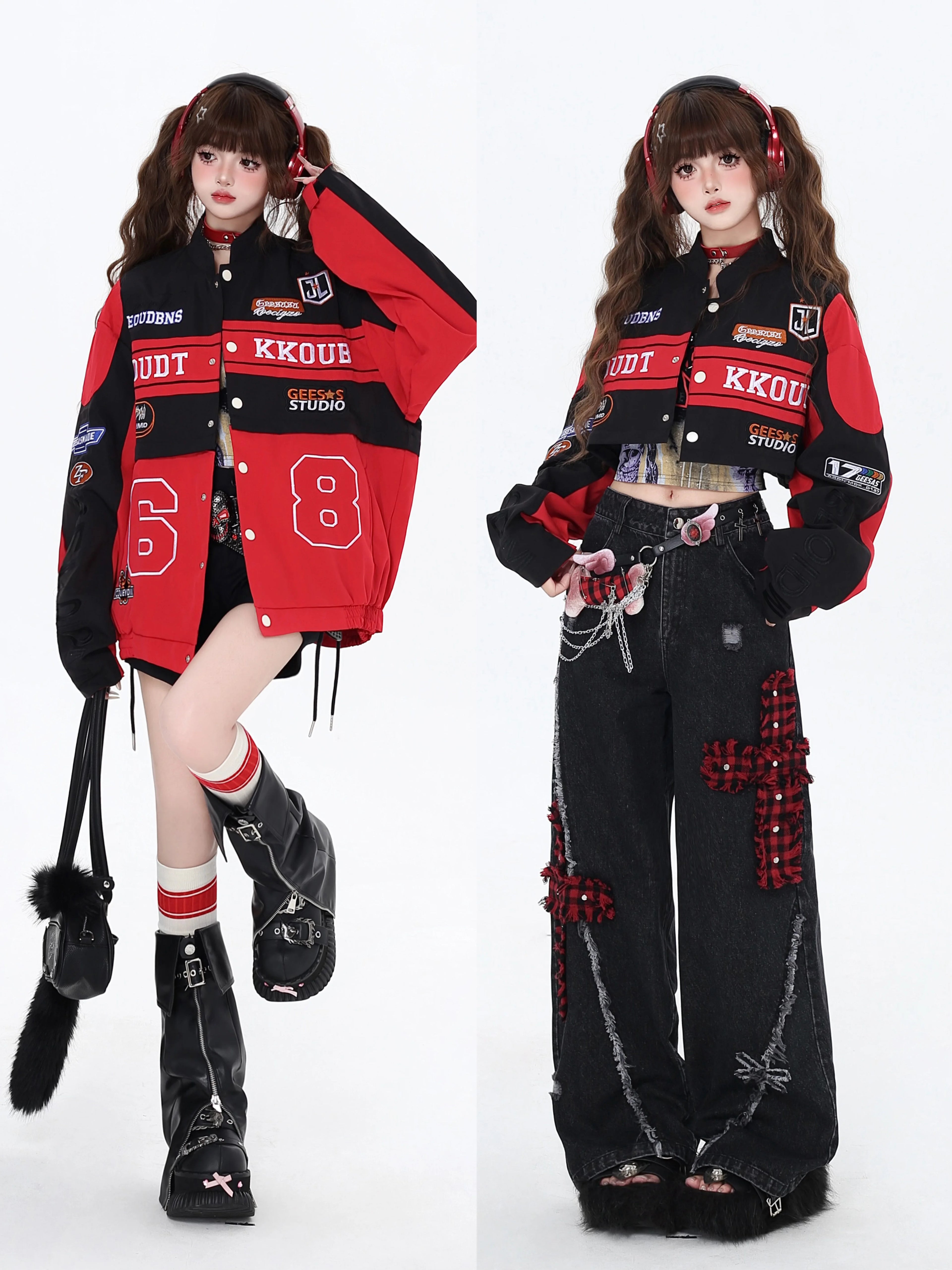 CRAZYGIRL_Detachable_Two_In_One_Baseball_Stand_Collar_Snap_Button_Women's_Windbreakers_833395610750_MISSTT