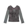 ARIADNAw_Totem_Cross_Print_Faux_Layered_V-neck_Women's_Long_Sleeve_T-shirts_892705101996_MISSTT