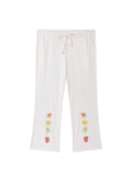 THELIGHT OFFICIAL White Fruit Print Pocket Elastic Waist Straight Loose Women's Polyester Chinos 932556860827