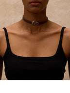 PERSONSOUL Antique Silver Metal Symbol Punk Multilayer Women's Leather Necklaces
