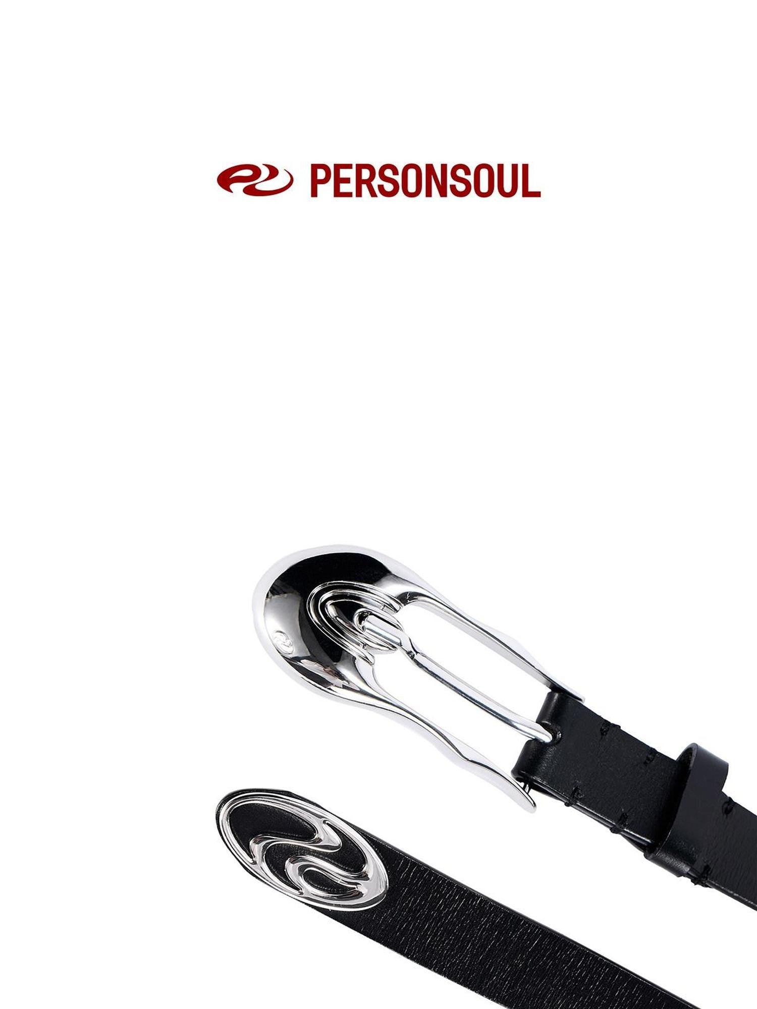PERSONSOUL Asymmetric Pin Buckle Two Part Detachable Women's Patent Leather Belts