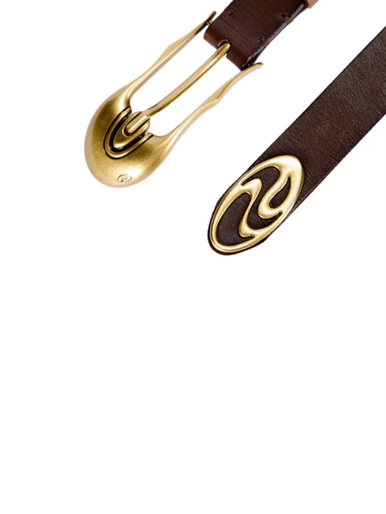 PERSONSOUL Asymmetric Pin Buckle Two Part Detachable Women's Patent Leather Belts