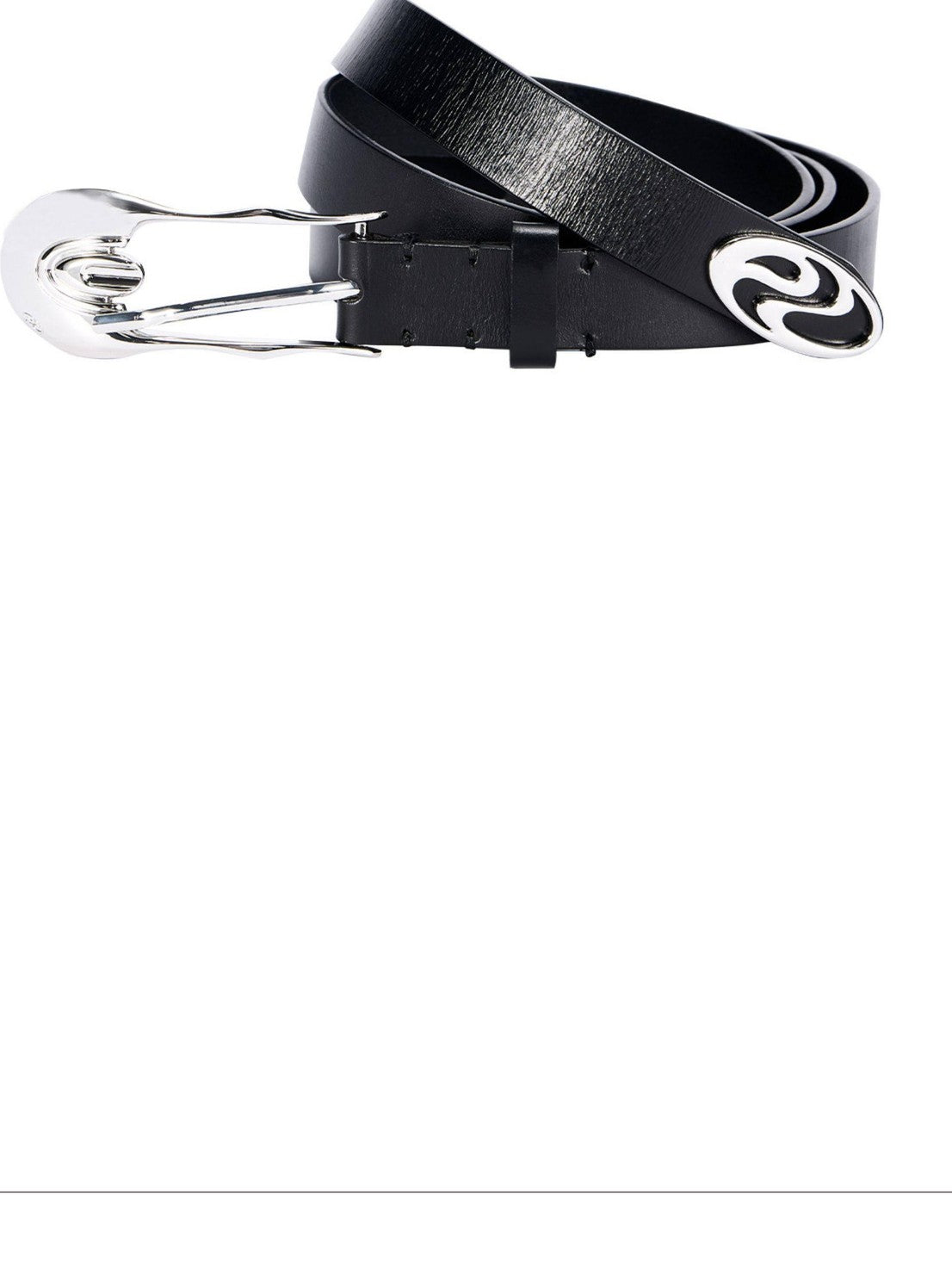 PERSONSOUL Asymmetric Pin Buckle Two Part Detachable Women's Patent Leather Belts