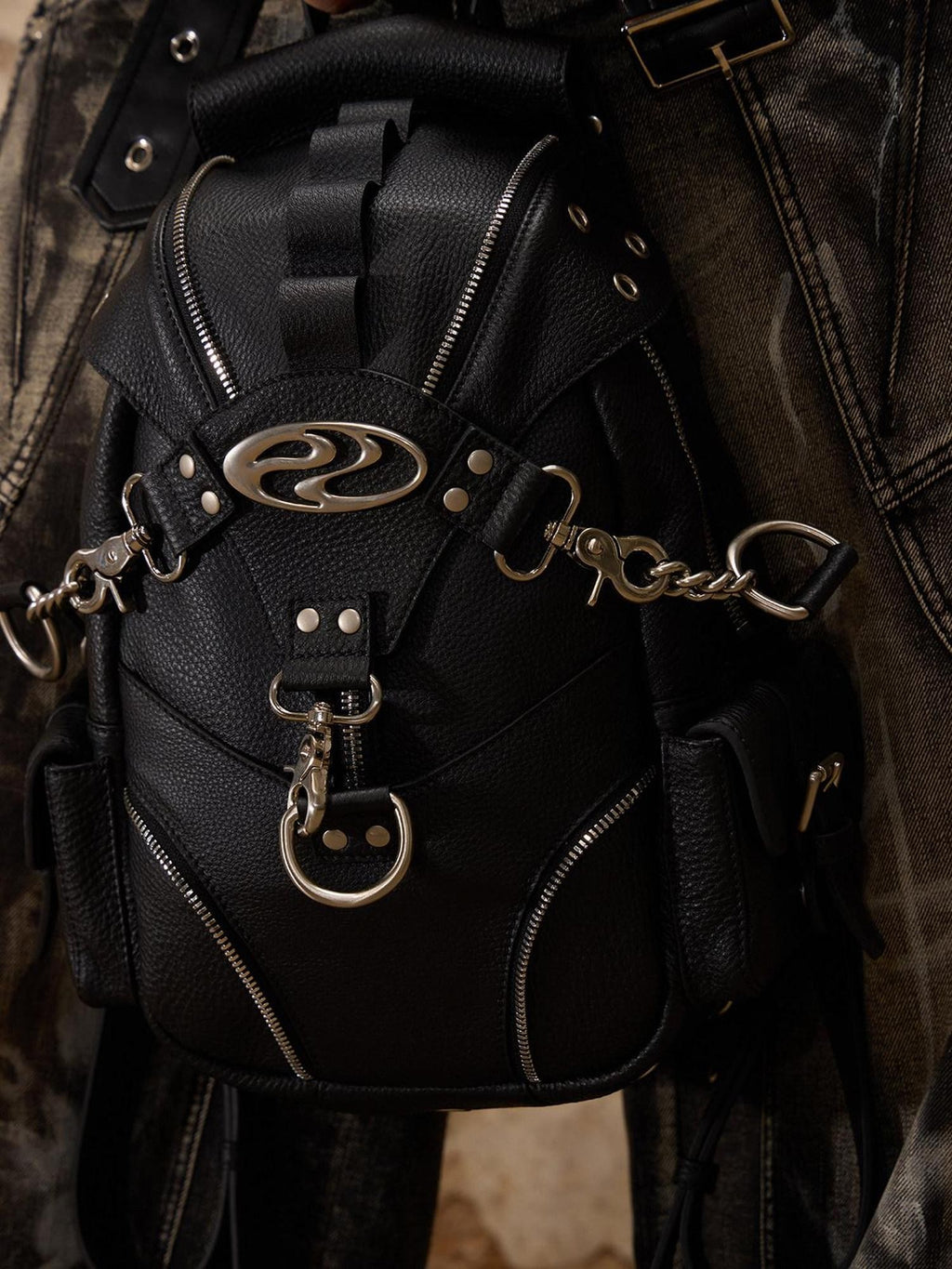 PERSONSOUL Beetle Inspired Sculptural Modern Neutral Women's Calfskin Leather Backpack