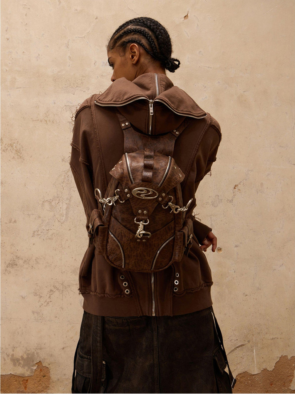 PERSONSOUL Beetle Inspired Sculptural Modern Neutral Women's Calfskin Leather Backpack