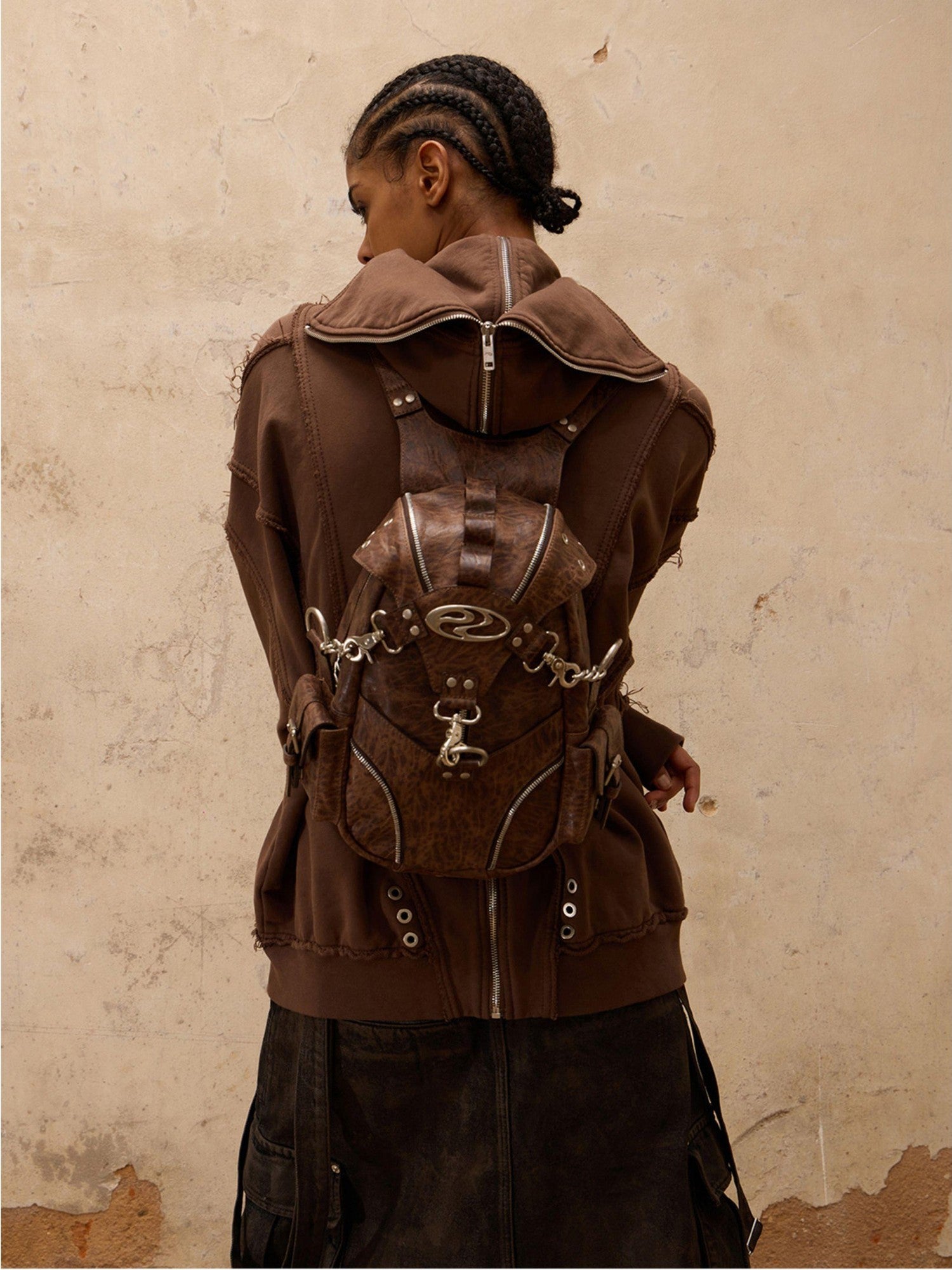 PERSONSOUL Beetle Inspired Sculptural Modern Neutral Women's Calfskin Leather Backpack