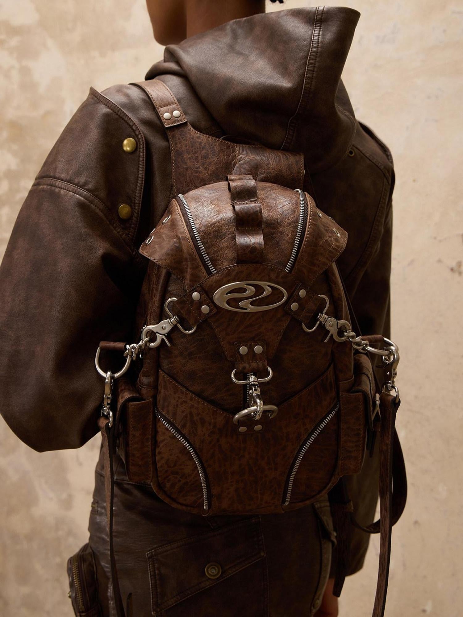 PERSONSOUL Beetle Inspired Sculptural Modern Neutral Women's Calfskin Leather Backpack