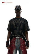 PERSONSOUL_Black_Deconstructed_Beast_Horn_Distressed_Women's_Cotton_Short_Sleeve_T-shirts_1017686018183_MISSTT