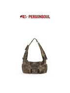 PERSONSOUL Black Punk Studded Slouchy Soft Handle Hobo Women's Sheepskin Handbags