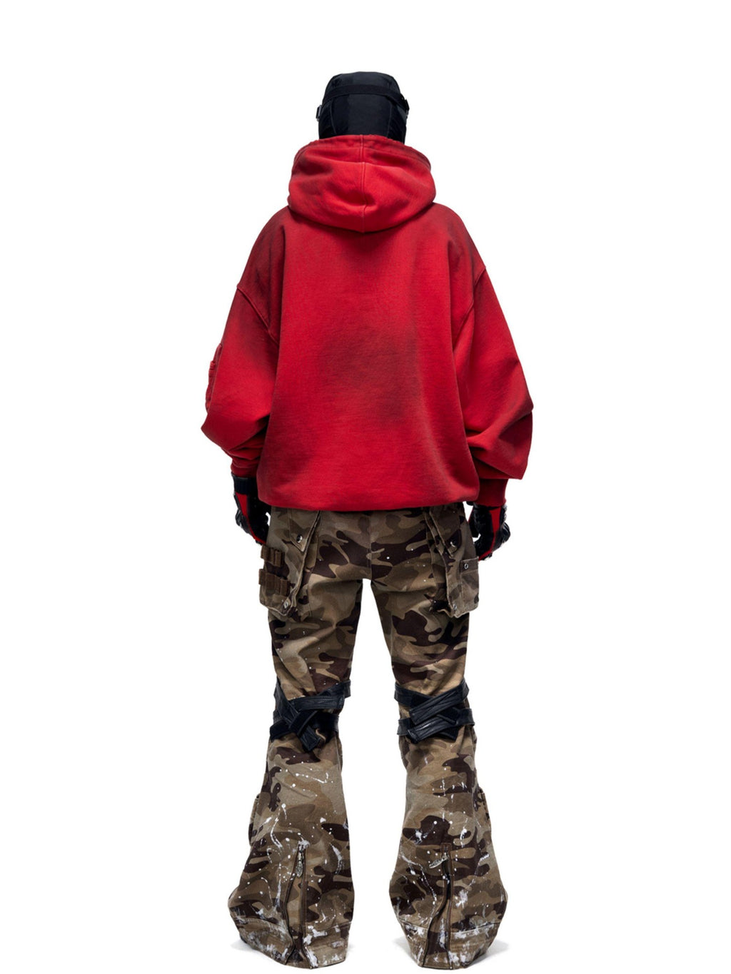 PERSONSOUL Camouflage Racer Protective Structure Mid Rise Cargo Women's Cotton Flare Pants