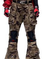PERSONSOUL Camouflage Racer Protective Structure Mid Rise Cargo Women's Cotton Flare Pants
