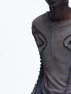 PERSONSOUL Colorwashed Colorblock Patchwork Women's Viscose Blend Long Sleeve T-shirts