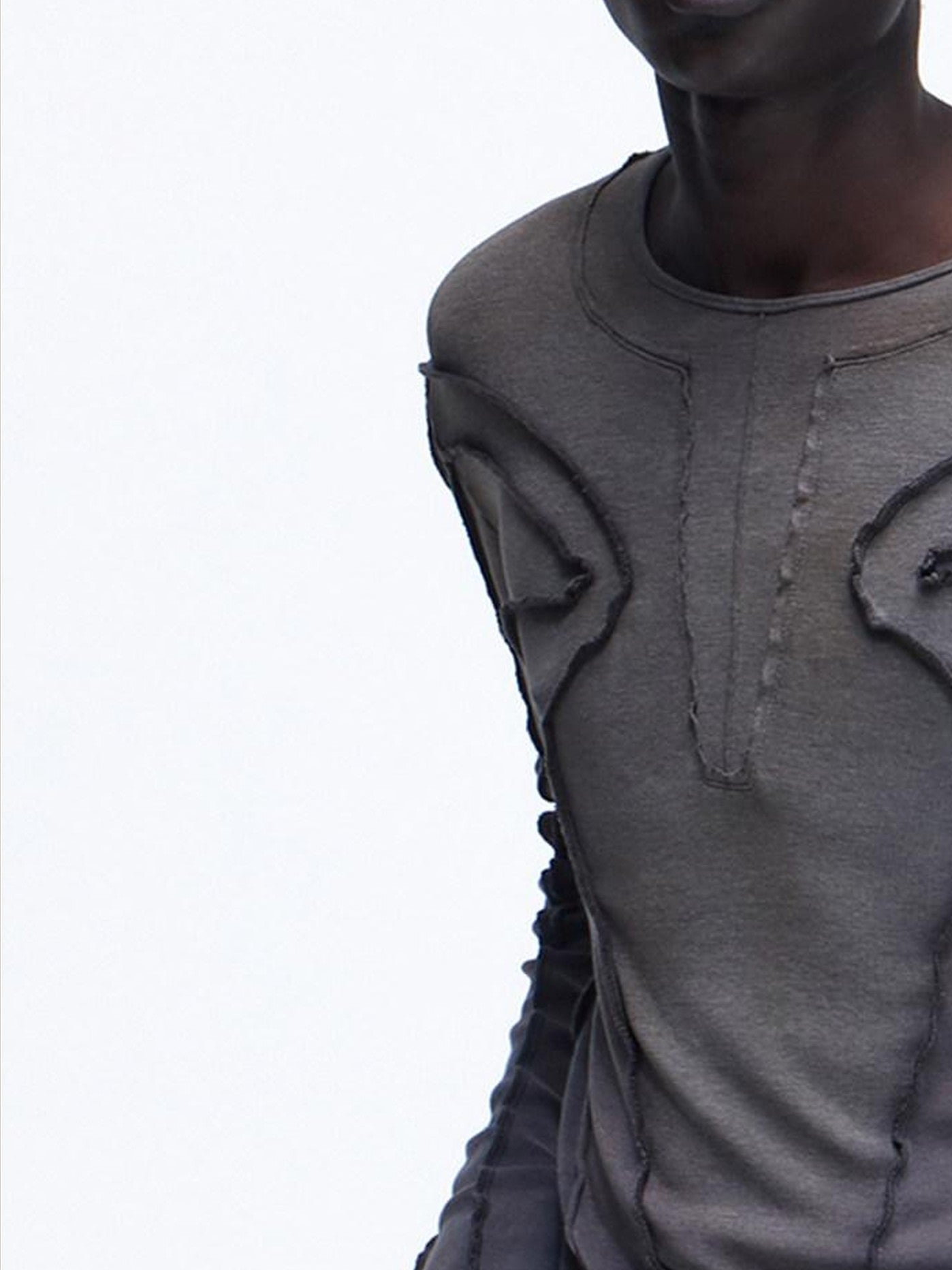PERSONSOUL Colorwashed Colorblock Patchwork Women's Viscose Blend Long Sleeve T-shirts