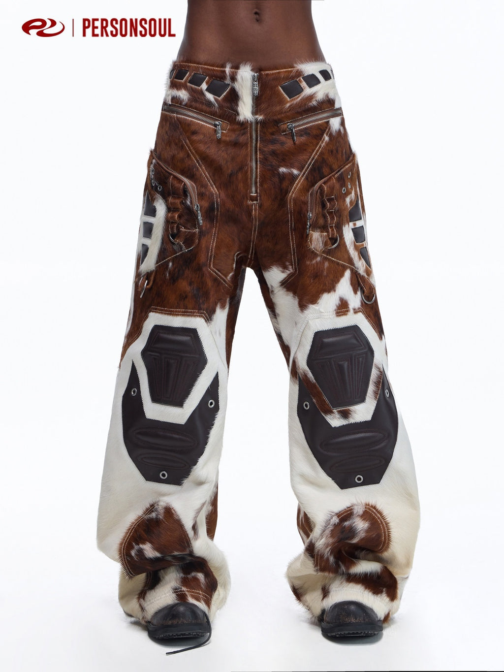 PERSONSOUL_Cow_Print_Biker_Patchwork_3d_Embellished_Women's_Top_Grain_Cowhide_Leather_Pants_1010372844857_MISSTT