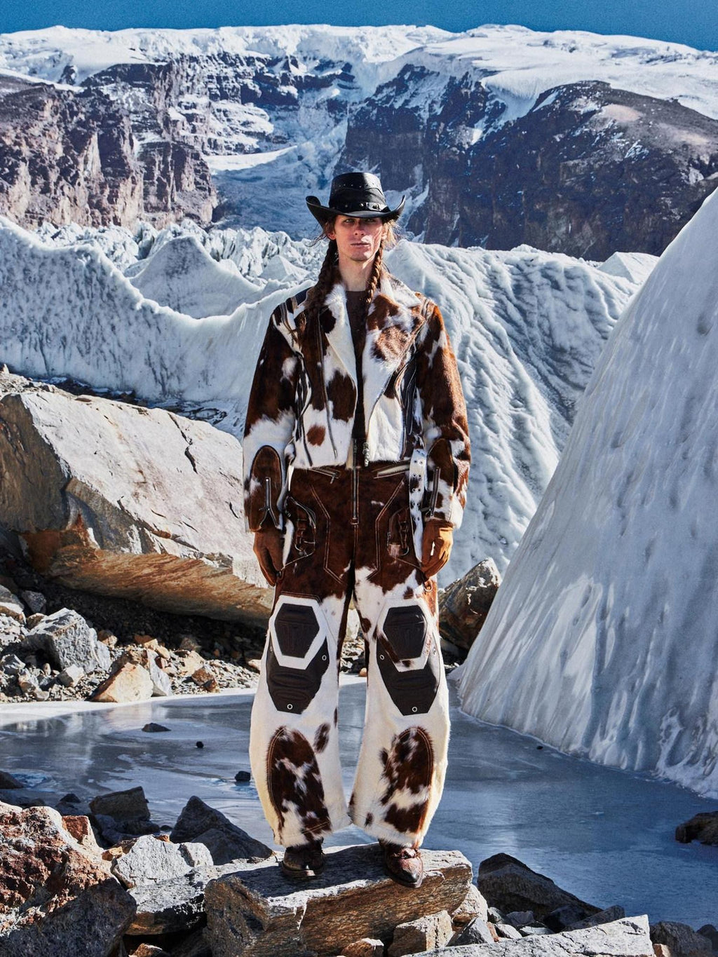 PERSONSOUL Cow Print Shearling Biker Women's Top Grain Cowhide Leather Jackets