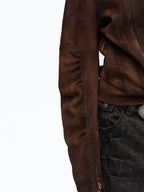 PERSONSOUL Crocodile Embossed Distressed Slim Women's Cowhide Leather Jackets