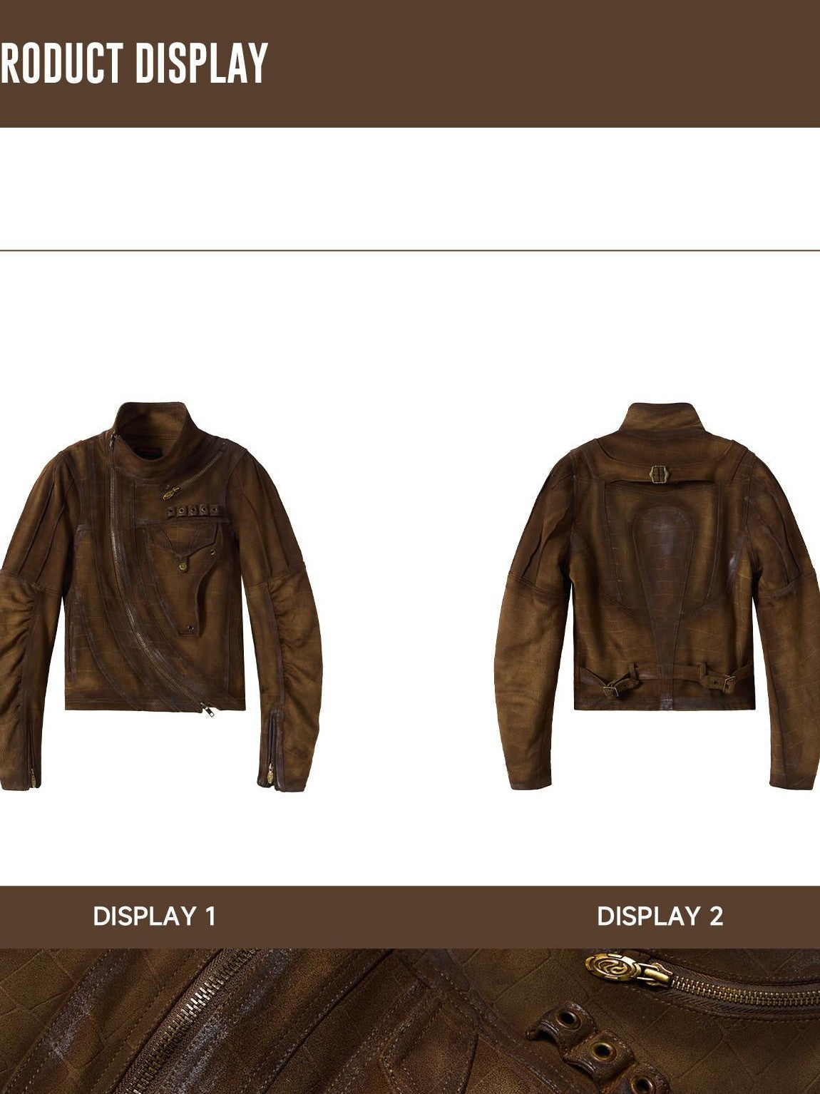 PERSONSOUL Crocodile Embossed Distressed Slim Women's Cowhide Leather Jackets