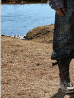 PERSONSOUL Crocodile Pattern Laser Engraved Rock Relaxed Women's Cotton Wide-leg Jeans