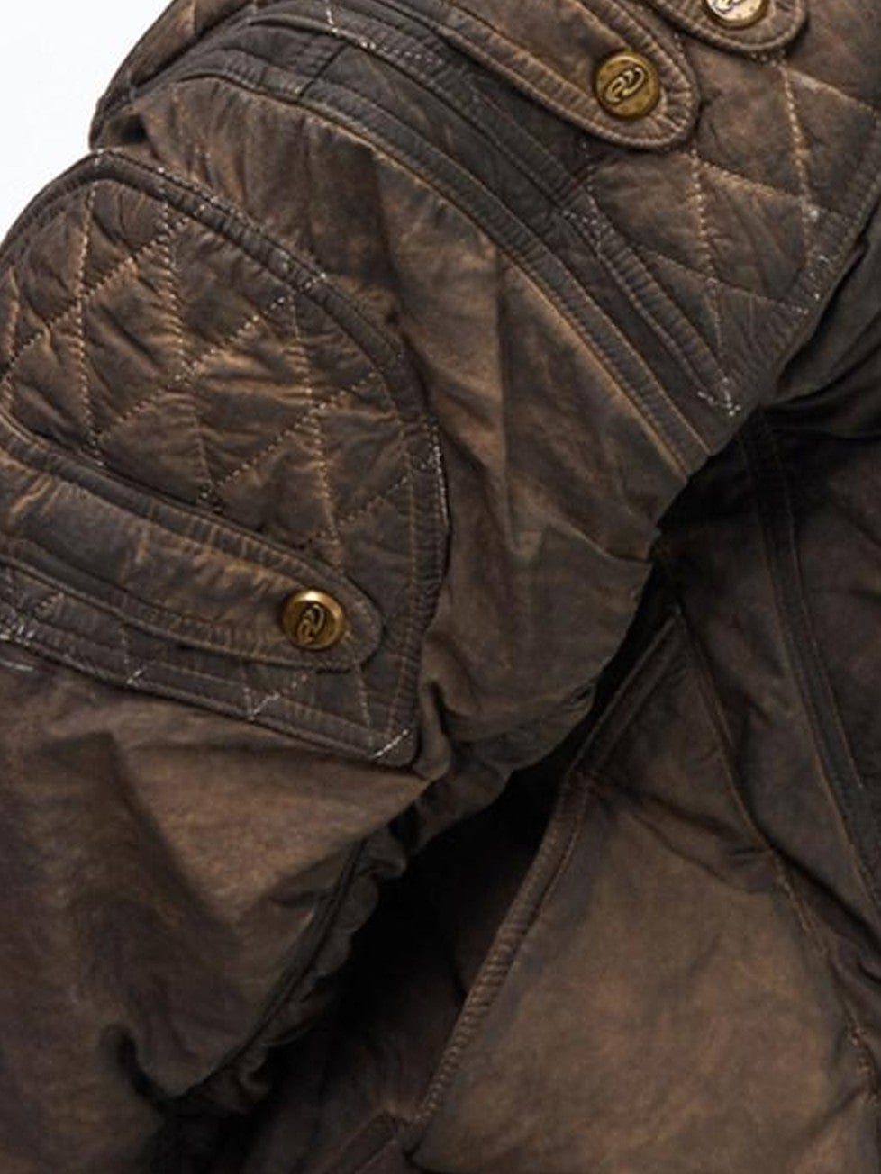 PERSONSOUL Dip Dye Hooded Metal Patch Pockets Ribbed Hem Women's Polyester Puffer Jackets