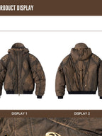PERSONSOUL Dip Dye Hooded Metal Patch Pockets Ribbed Hem Women's Polyester Puffer Jackets