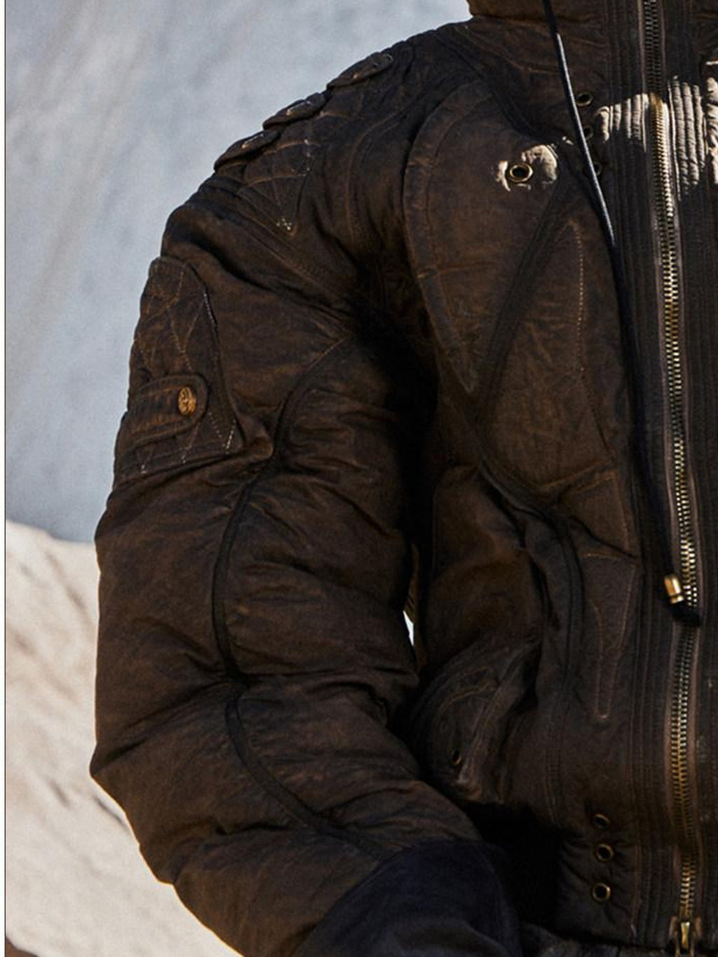 PERSONSOUL Dip Dye Hooded Metal Patch Pockets Ribbed Hem Women's Polyester Puffer Jackets