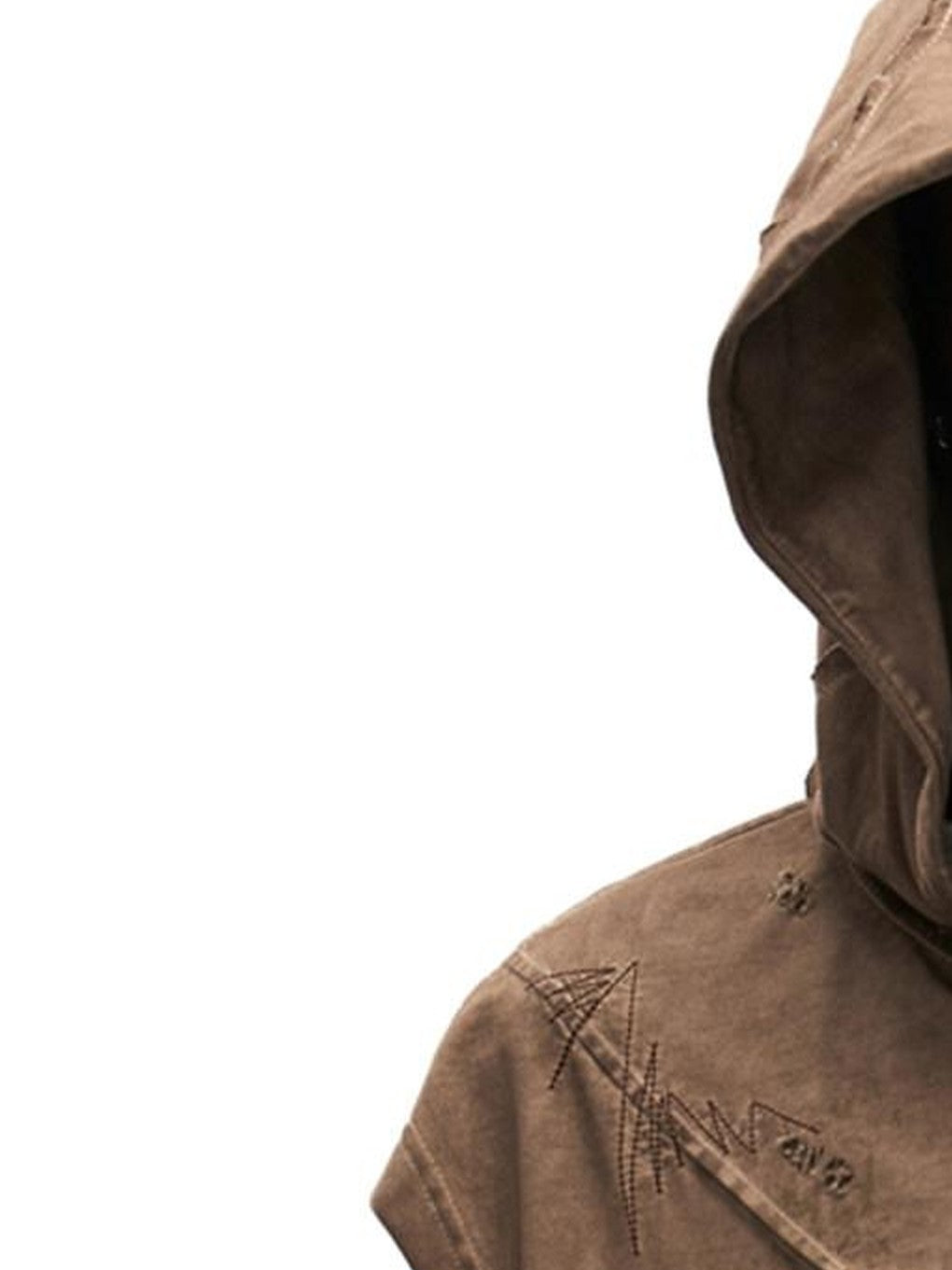 PERSONSOUL Distressed Embroidered Hooded Sleeveless Loose Women's Cotton Hoodies
