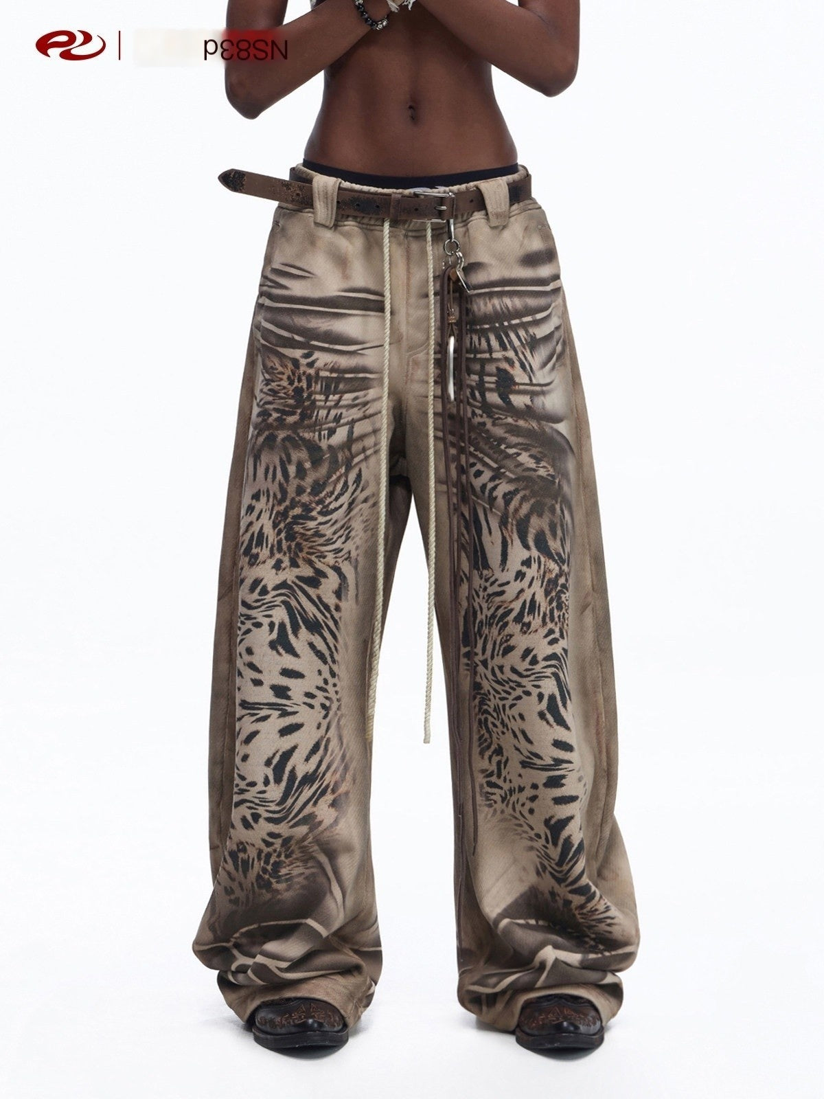 PERSONSOUL_Distressed_Tiger_Print_Asymmetrical_Women's_Cotton_Wide_Leg_Sweatpants/joggers_1007238039647_MISSTT