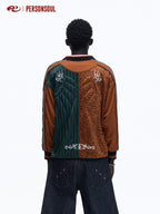 PERSONSOUL Ethnic Football Colorblock Patchwork Women's Polyester Long Sleeve T-shirts