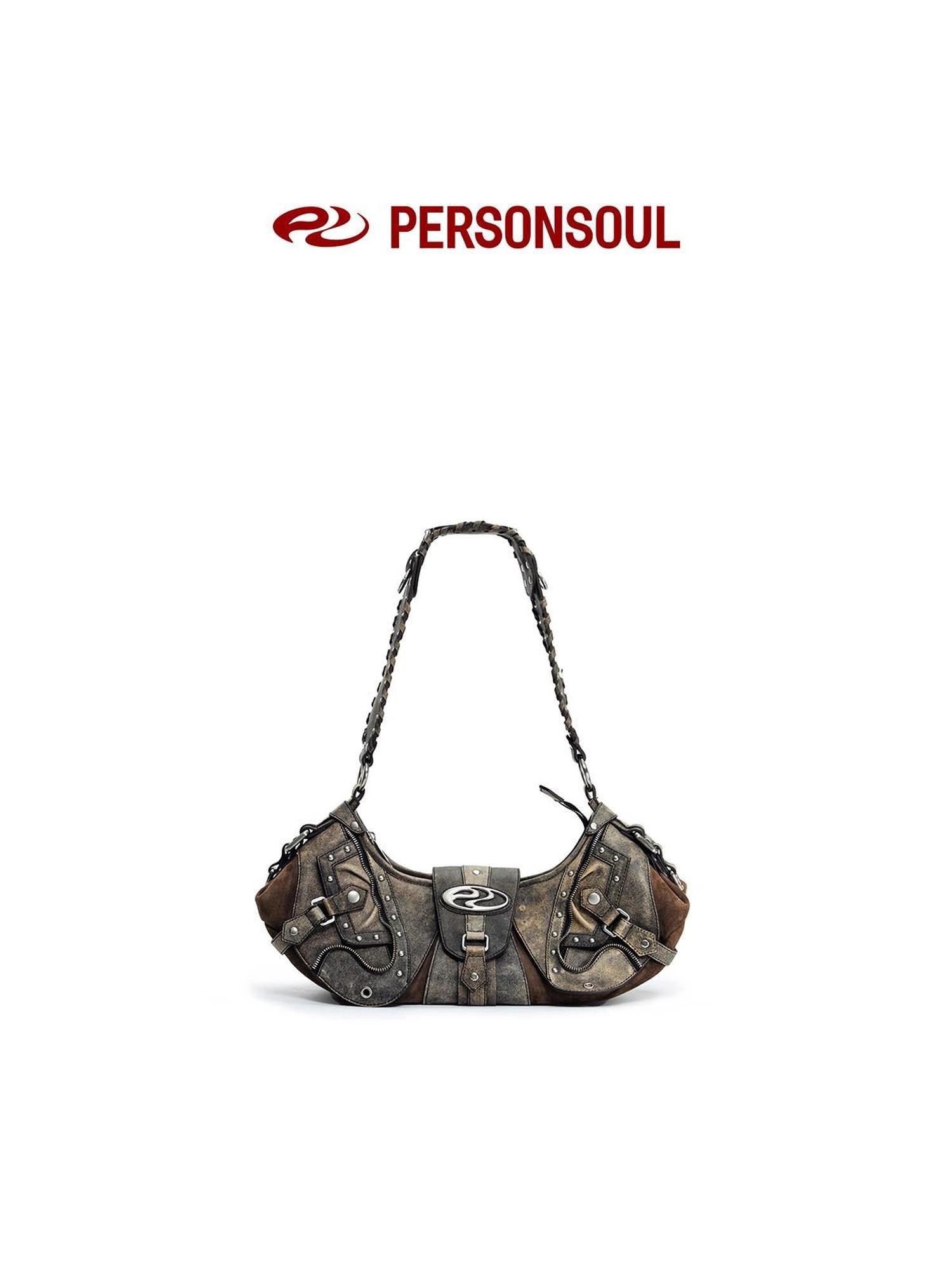 PERSONSOUL Geometric Punk Dumpling Shape Women's Sheepskin Chain Strap Shoulder Bags