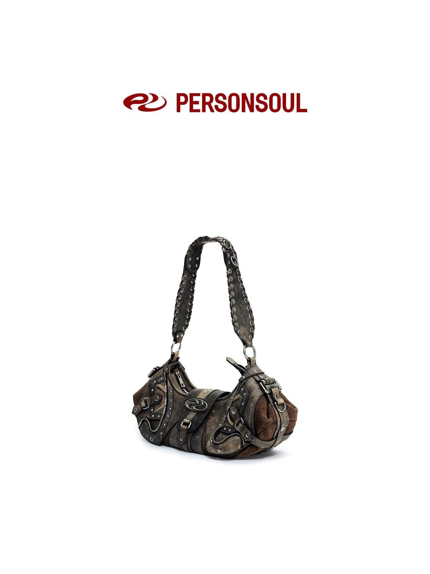 PERSONSOUL Geometric Punk Dumpling Shape Women's Sheepskin Chain Strap Shoulder Bags