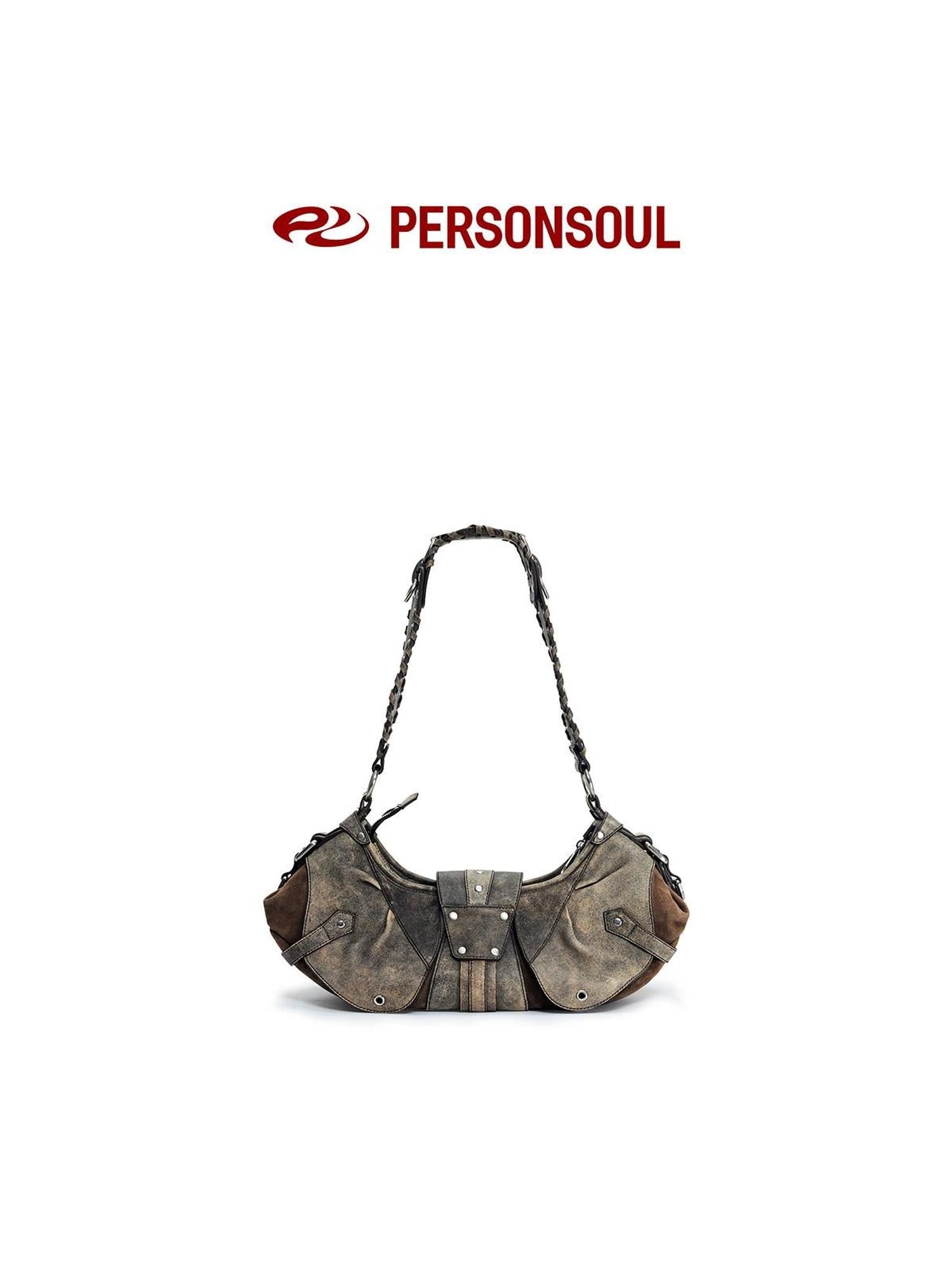 PERSONSOUL Geometric Punk Dumpling Shape Women's Sheepskin Chain Strap Shoulder Bags