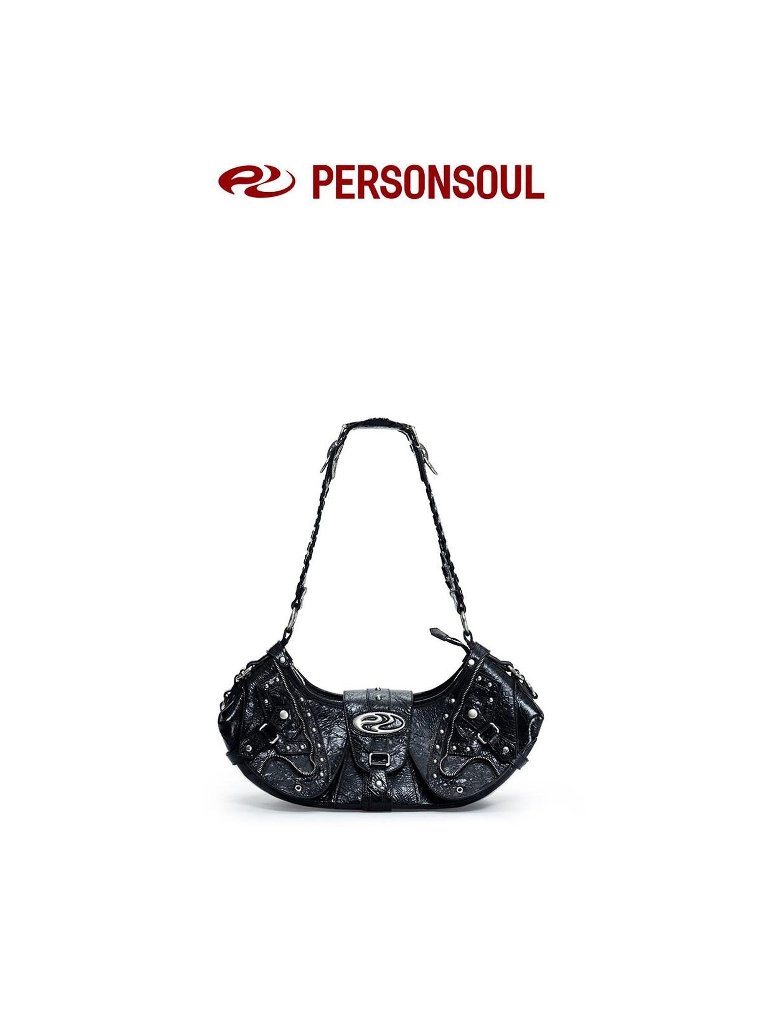 PERSONSOUL Geometric Punk Dumpling Shape Women's Sheepskin Chain Strap Shoulder Bags