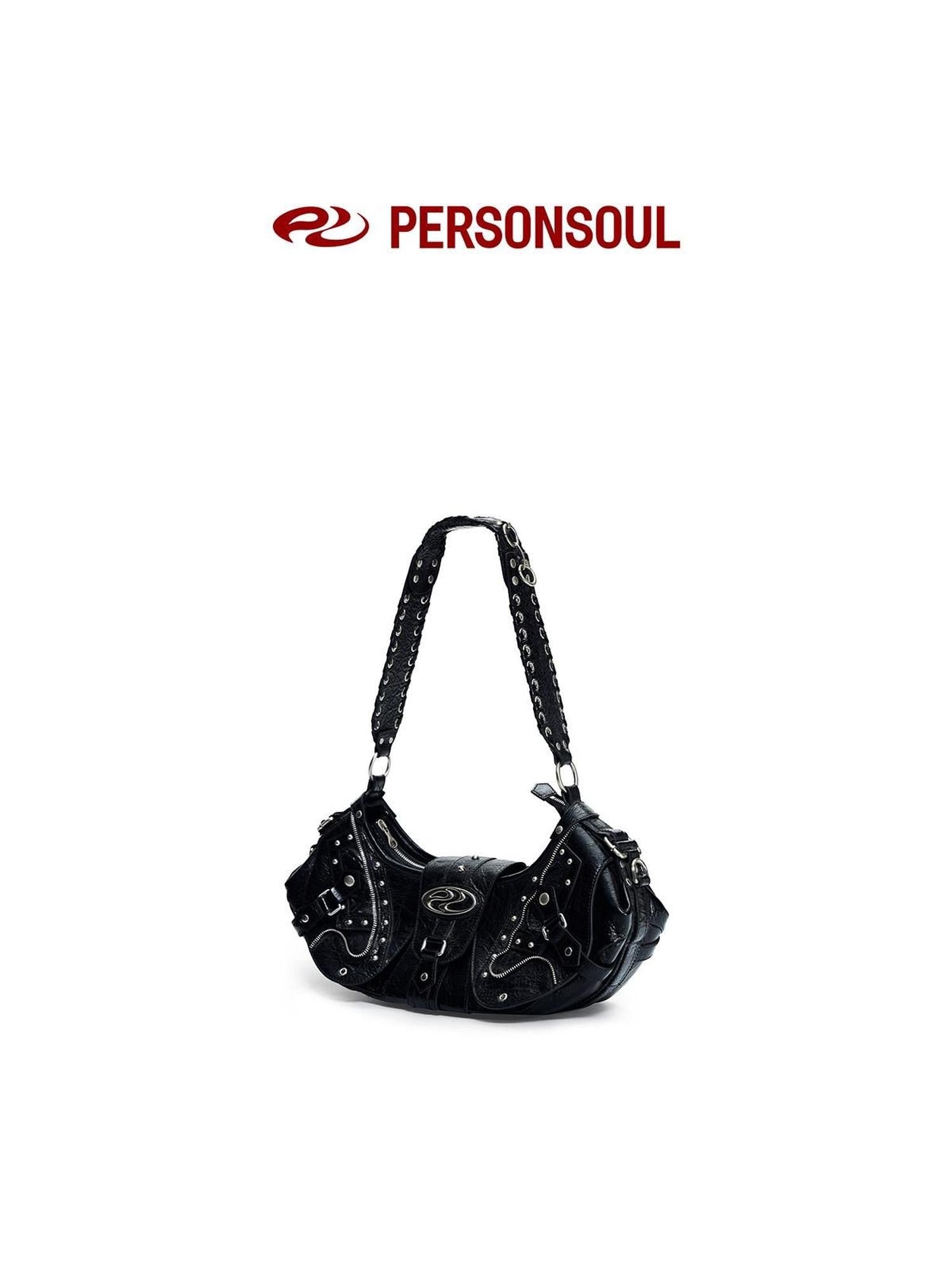 PERSONSOUL Geometric Punk Dumpling Shape Women's Sheepskin Chain Strap Shoulder Bags