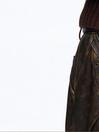 PERSONSOUL Laser Etched Leopard Print Cinched Waist Women's Suede Cowhide Leather Jackets