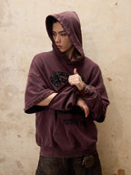PERSONSOUL Punk Studded Embroidered Detachable Sleeves Women's Cotton Hoodies