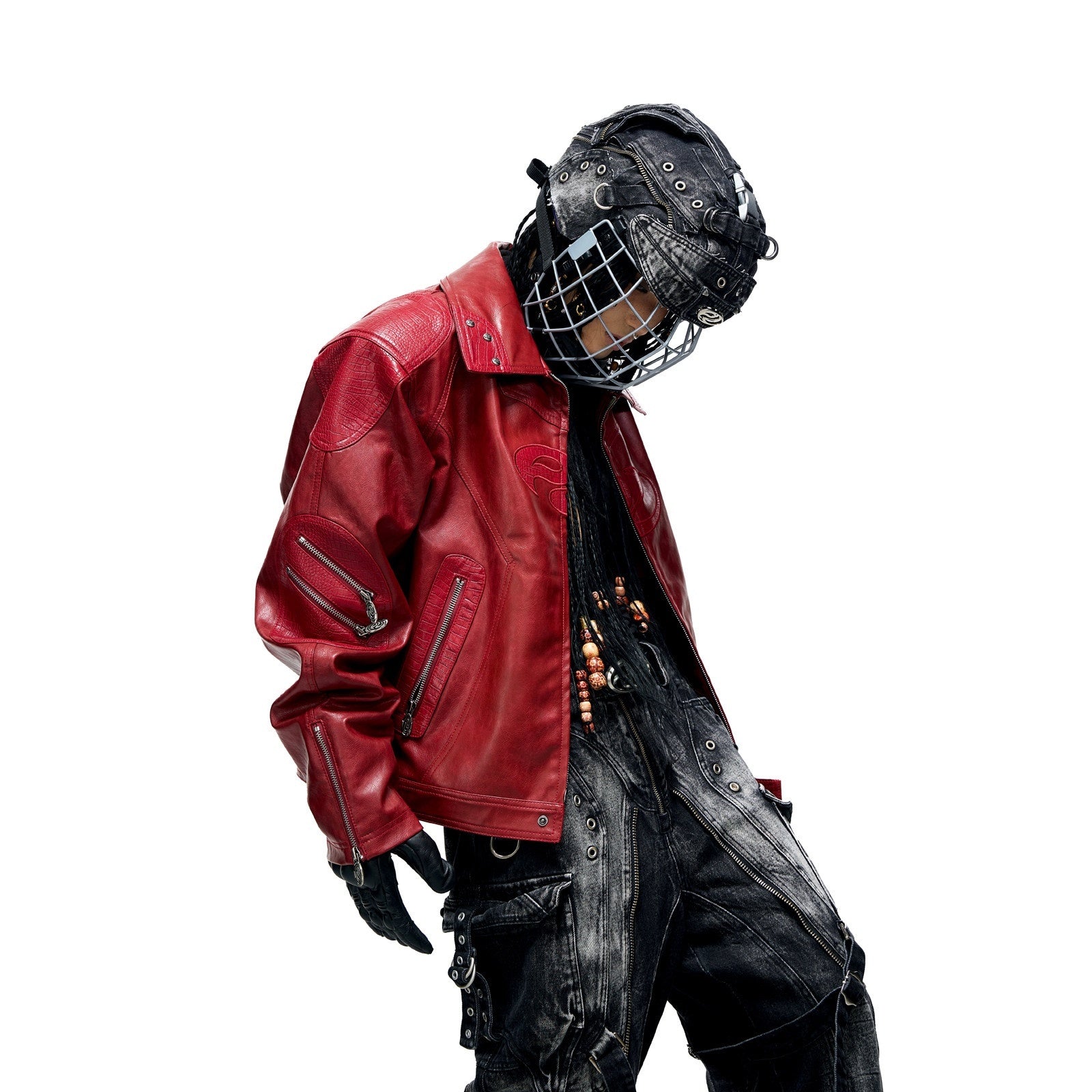 PERSONSOUL_Red_Crocodile_Embossed_3d_Symbol_Splice_Lapel_Zipper_Women's_Pu_Leather_Jackets_855030068901_MISSTT