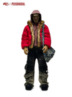 PERSONSOUL Red Totem Embroidery Fur Collar Hooded Women's White Duck Down Down Jackets